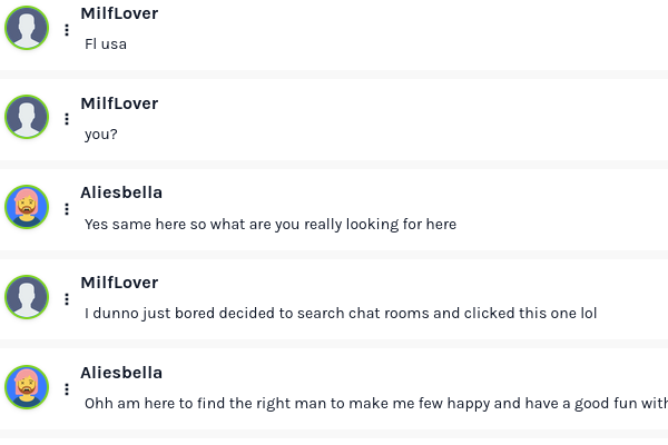 Singles web chat room preview